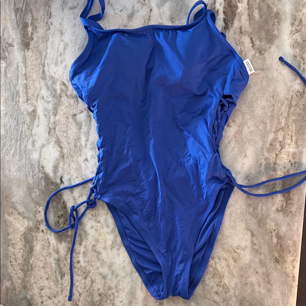 Shade & Shore Royal Blue One Piece with Adjustable Straps and Side Ties